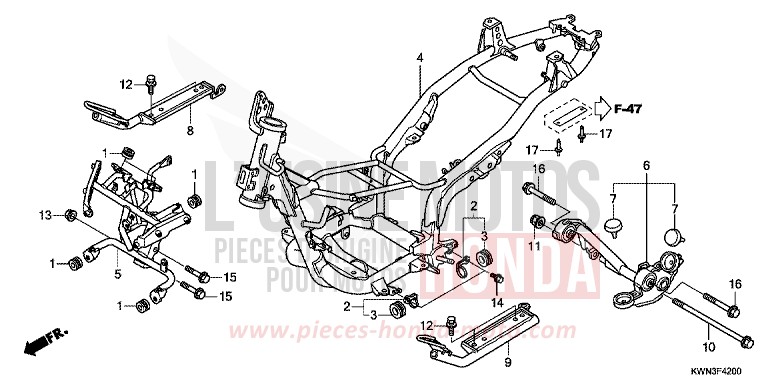 FRAME BODY (WW125EX2A/EX2B) for PCX 125 PEARL HIMALAYAS WHITE (NHA87) from 2010